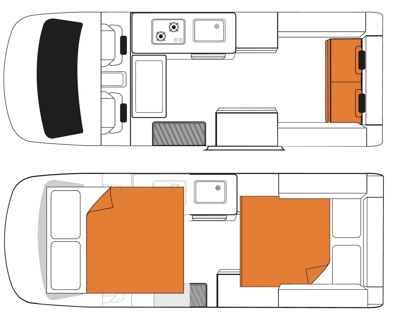 Euro Voyager 4 Berth night floor plan, New Zealand