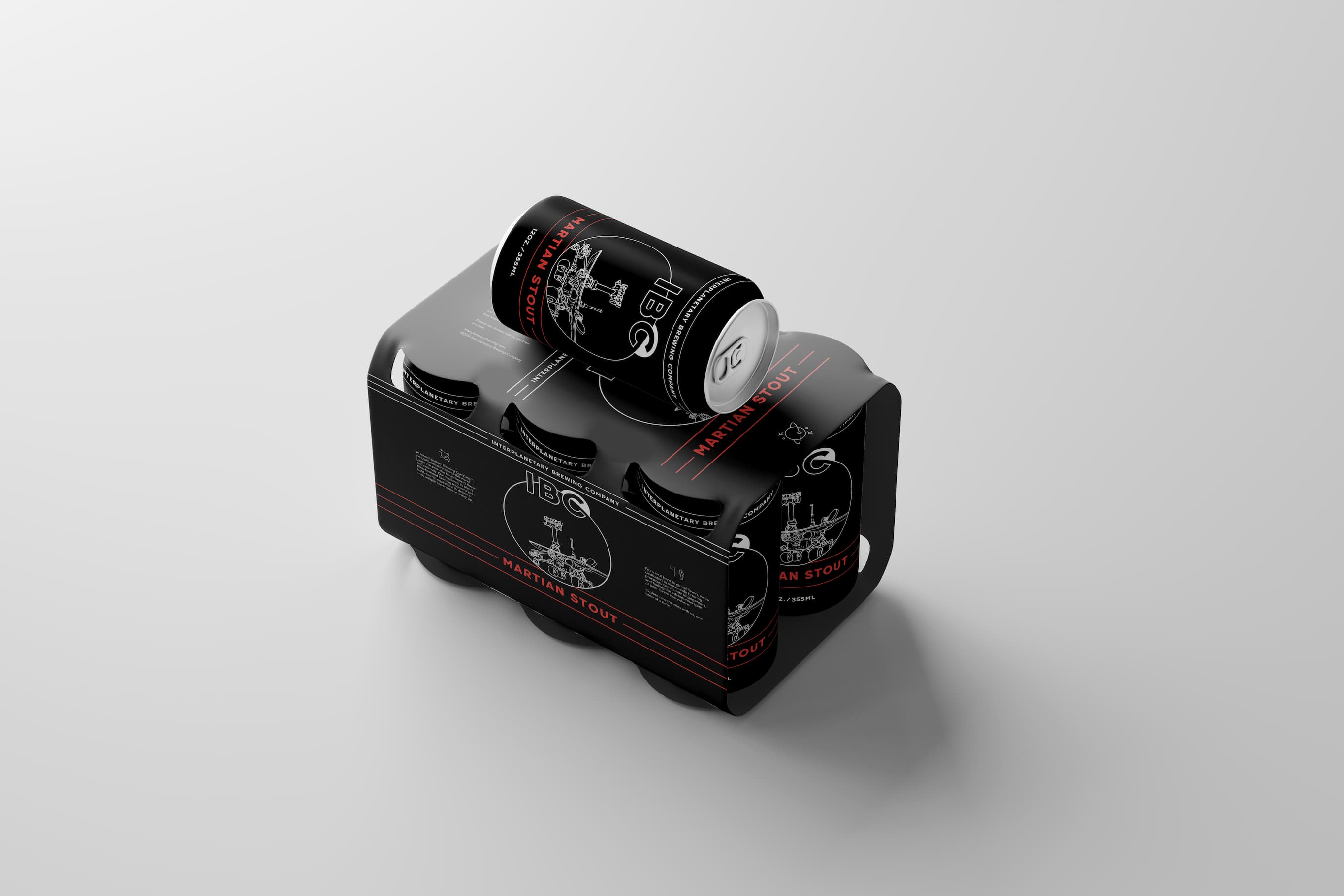 A 6-pack mockup of "Martian Stout"