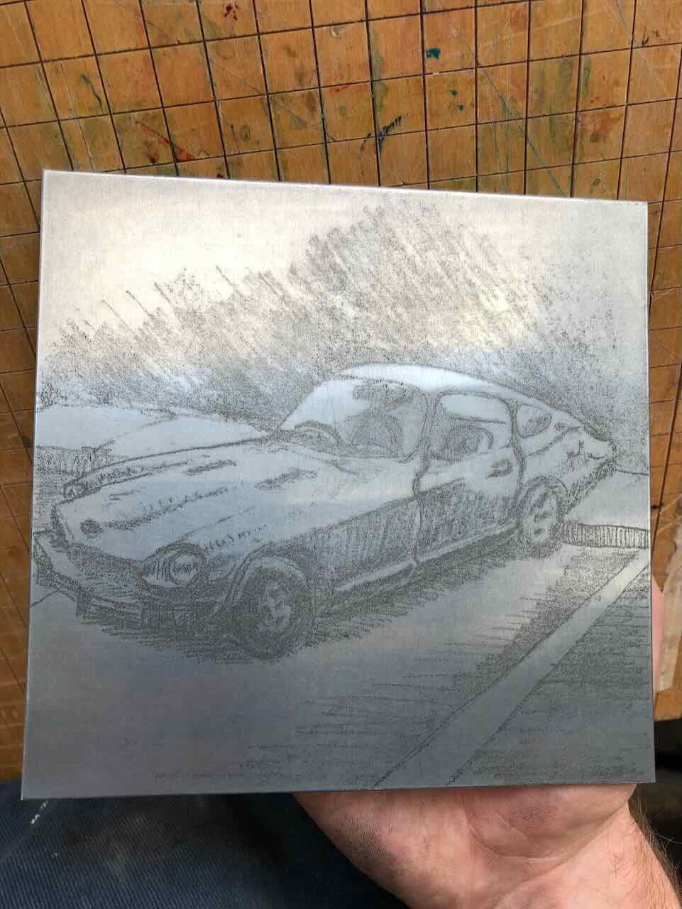 Finished aquatint printing plate 