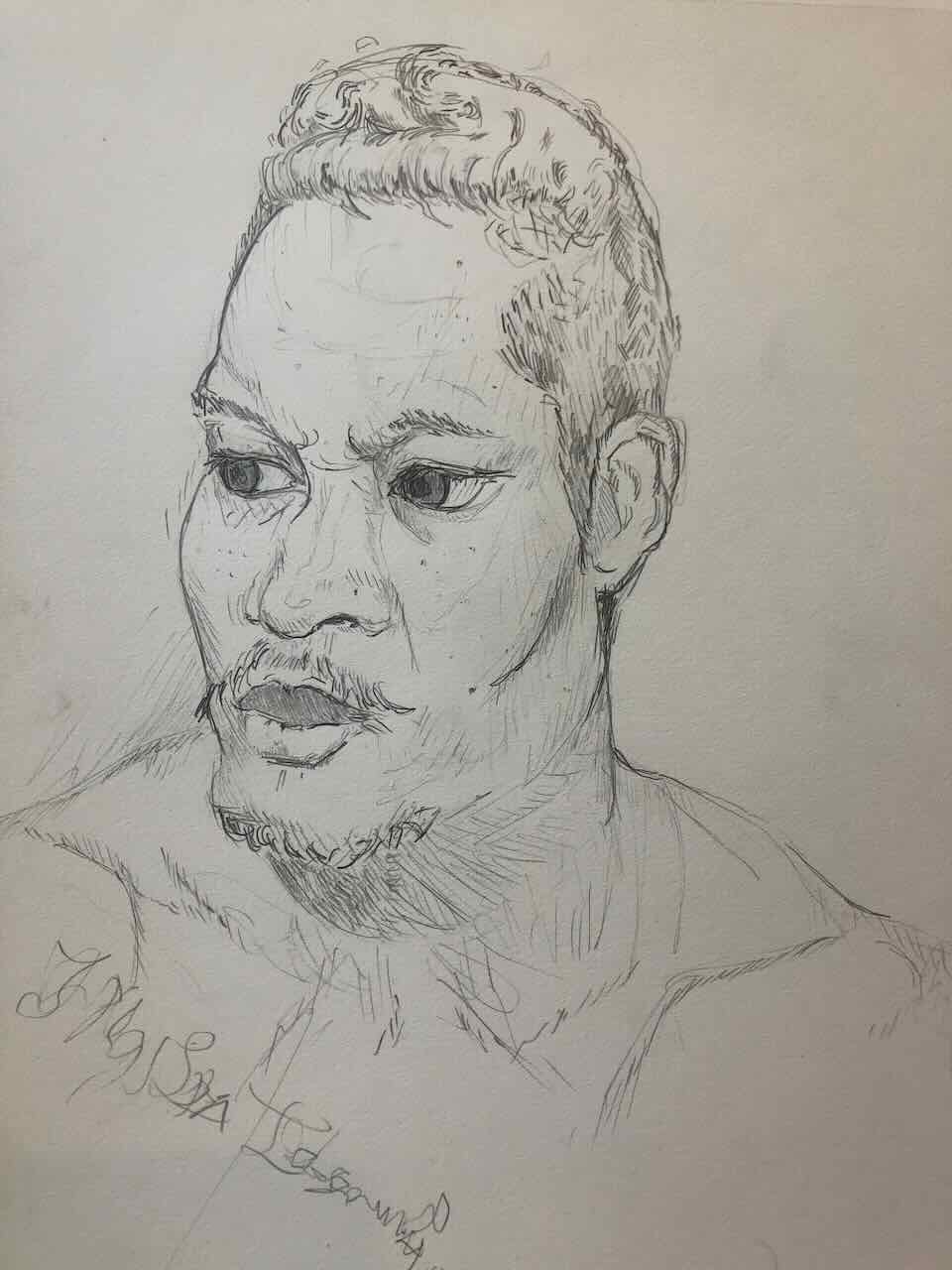 Portrait of a model, in pencil
