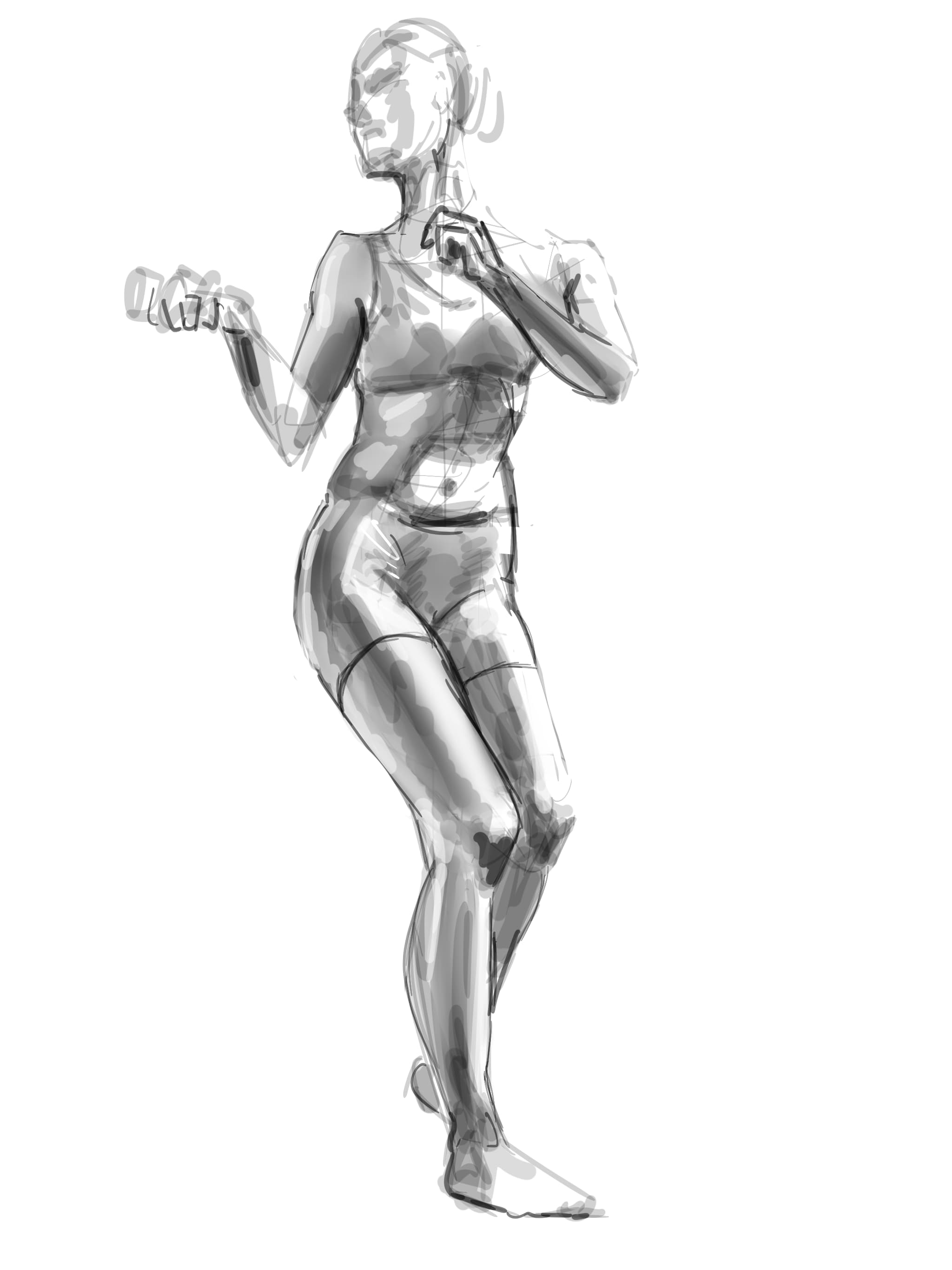 Procreate sketch of a standing model