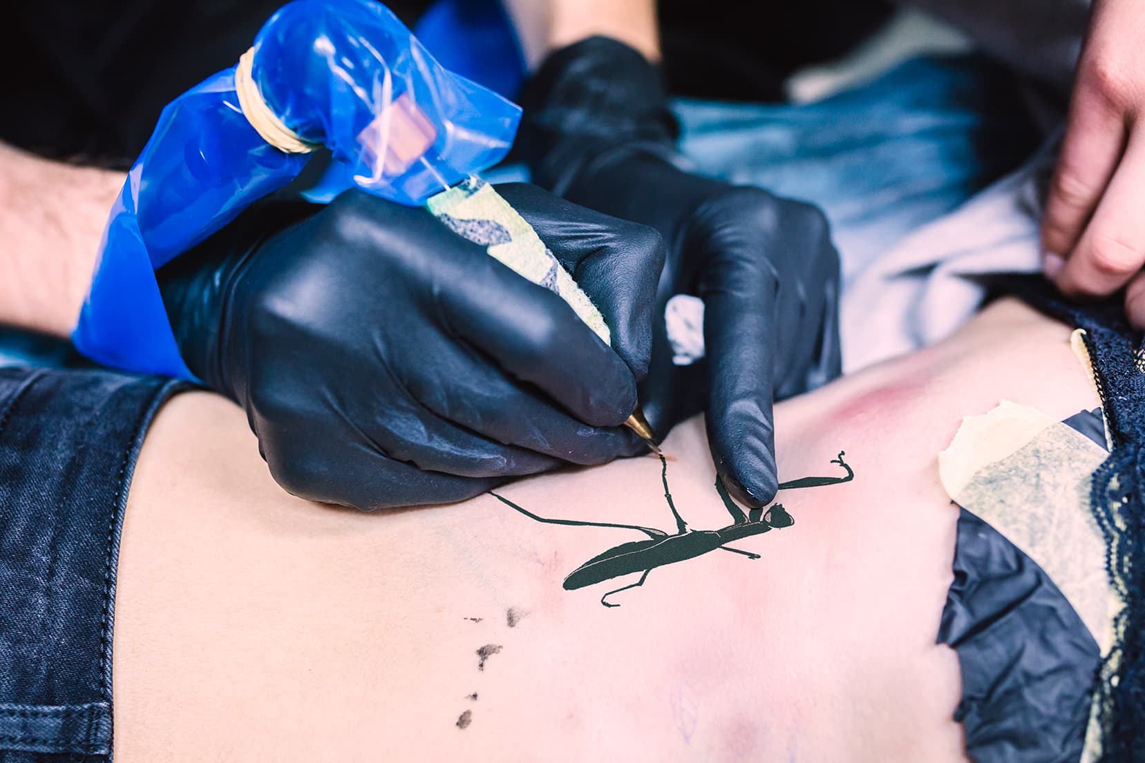Praying Mantis tattooing concept