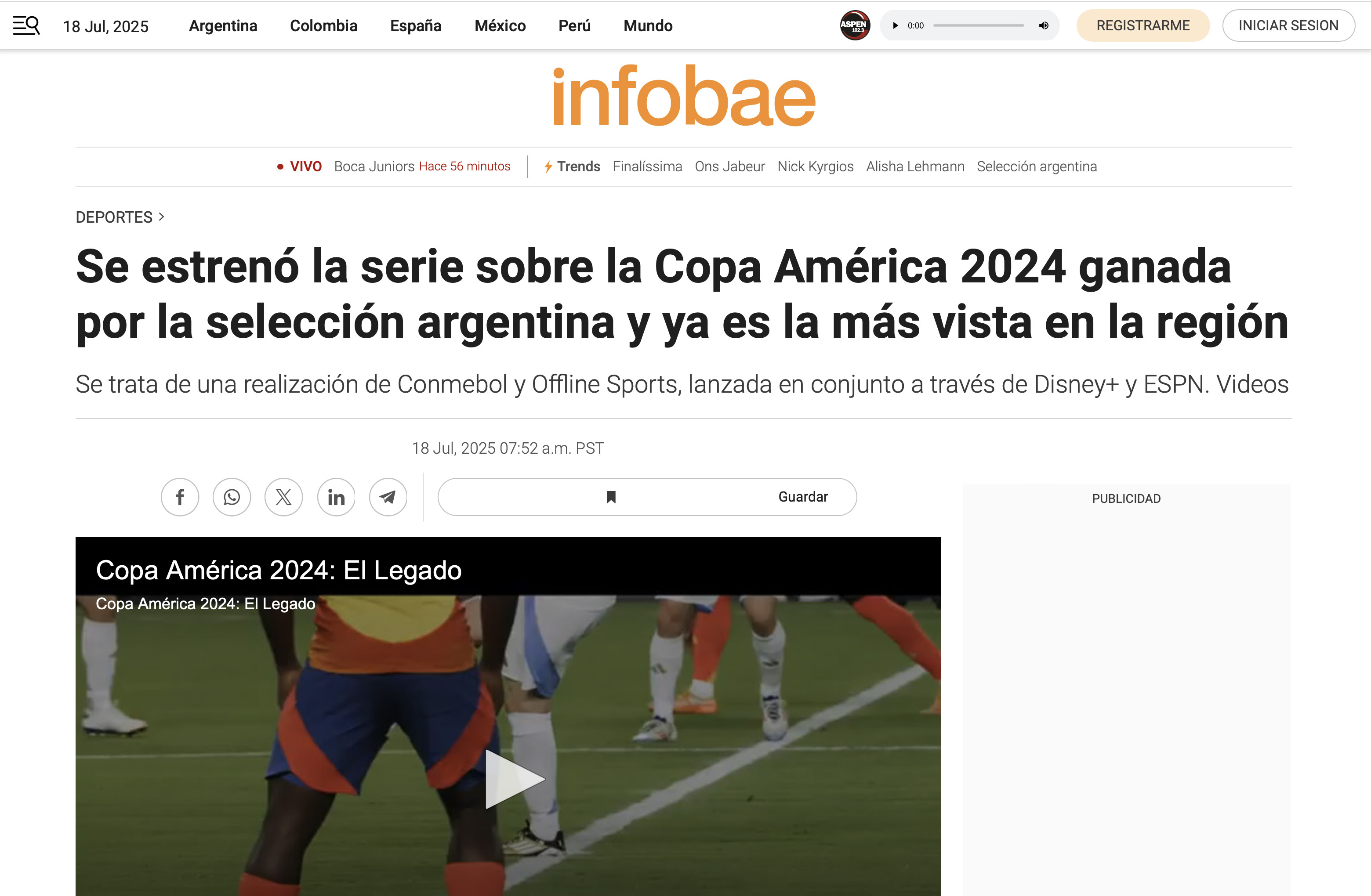 It has just premiered and is already the most-watched series in the region: “The Legacy,” on Disney+, tells the story of Argentina’s victory in the 2024 Copa América.