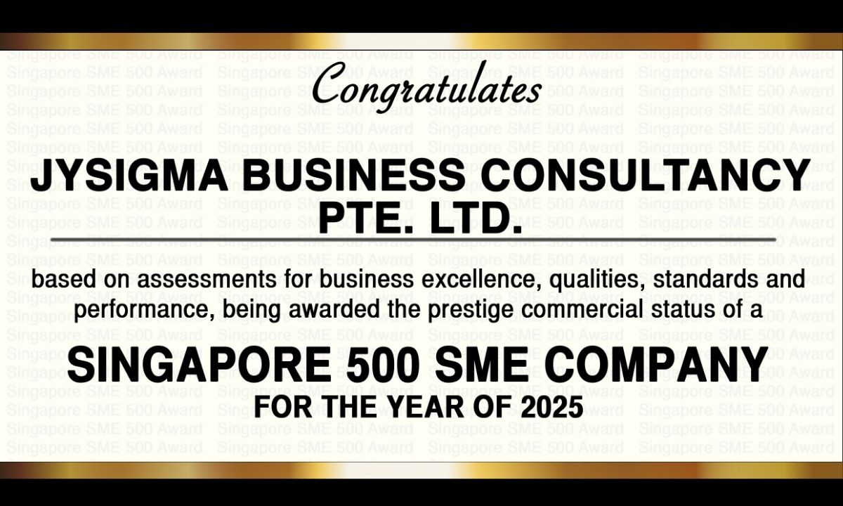 JYSigma Business Consultancy secures the Singapore SME 500 Award 2025, marking a major milestone in its mission to drive strategic growth and business succ