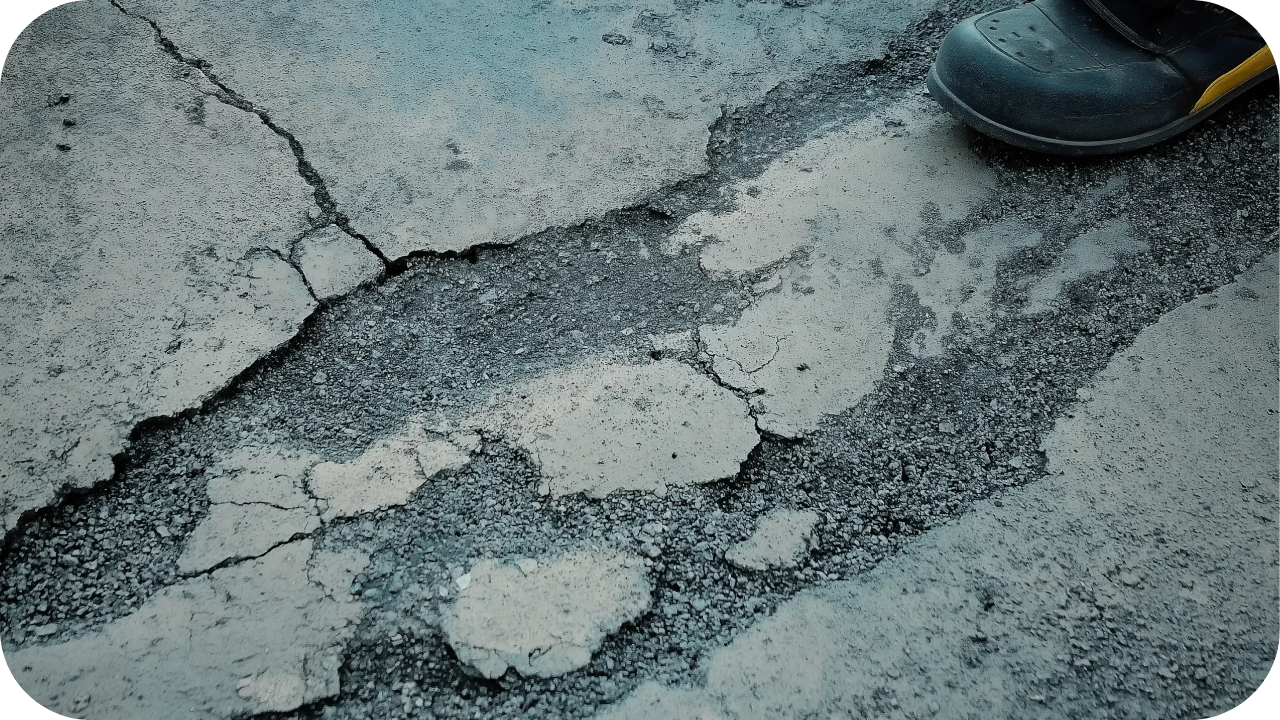 Construction team applying finishing techniques on a concrete slab to prevent surface scaling and spalling damage.