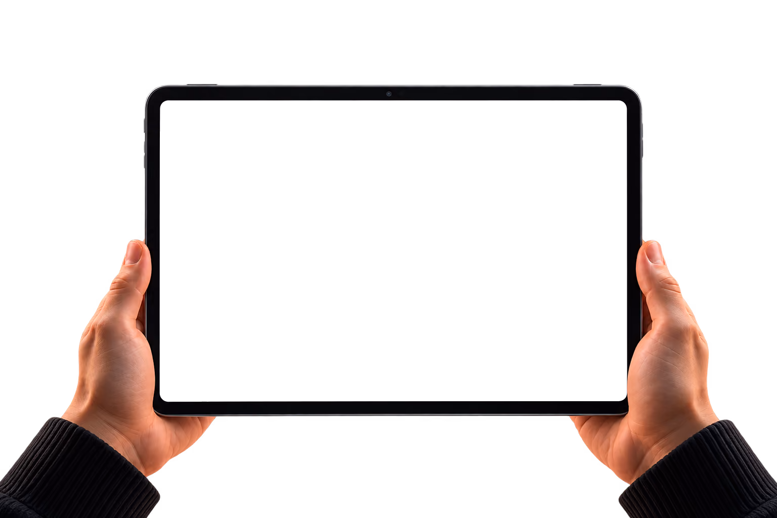 Hands holding a tablet running HealthIntellix