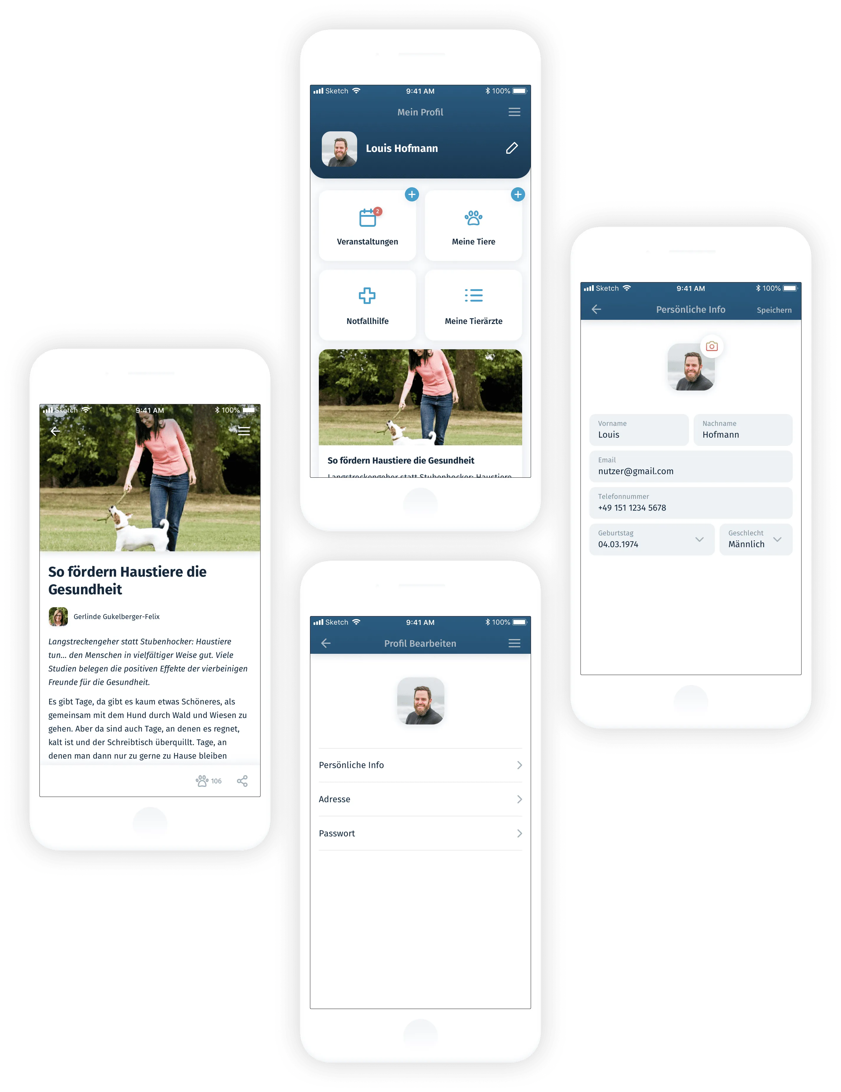 screenshots of the app