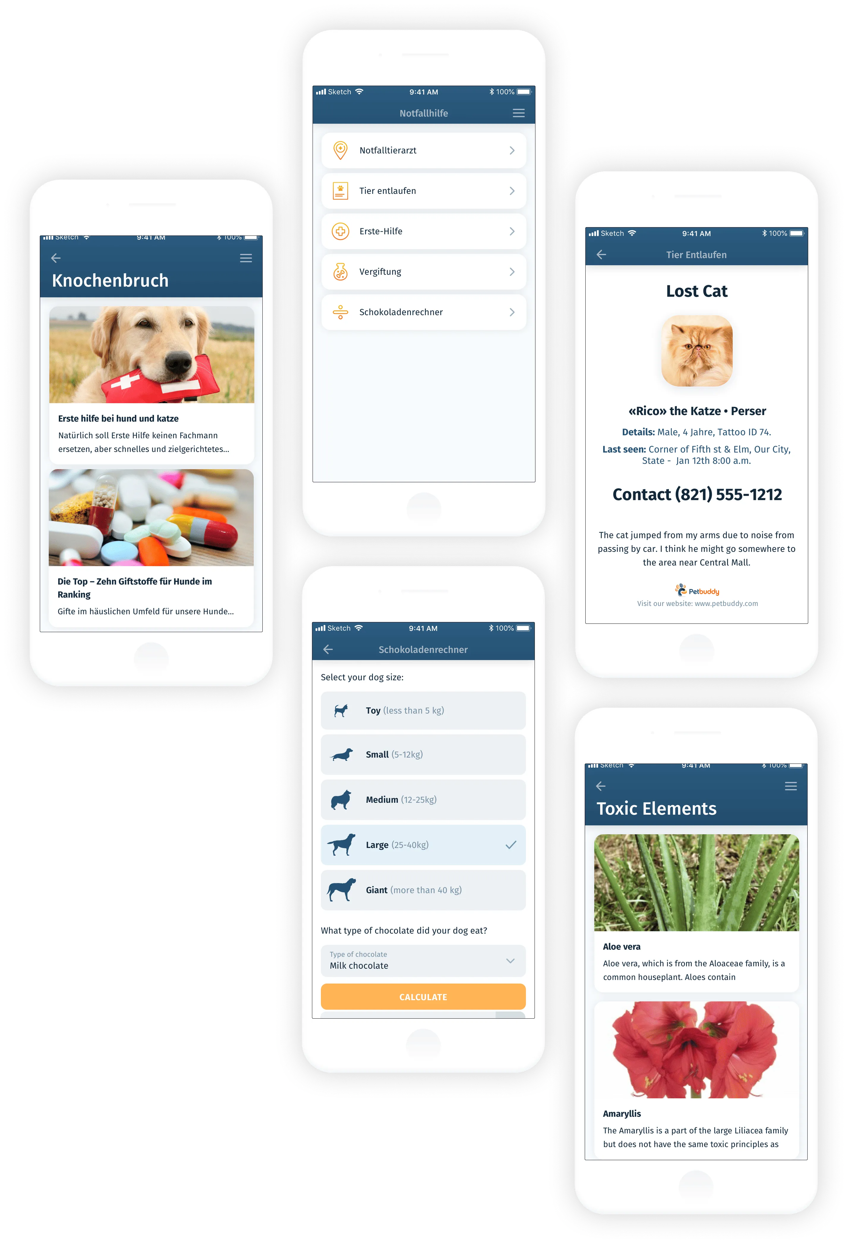 screenshots of the app