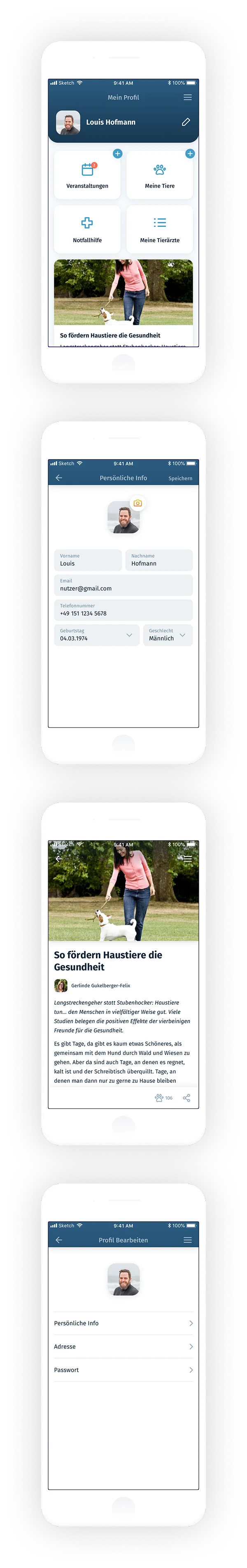 screenshots of the app