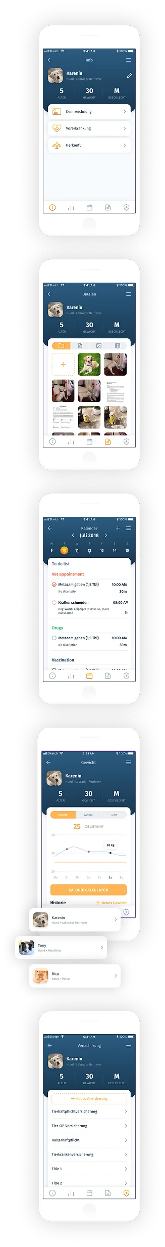 screenshots of the app