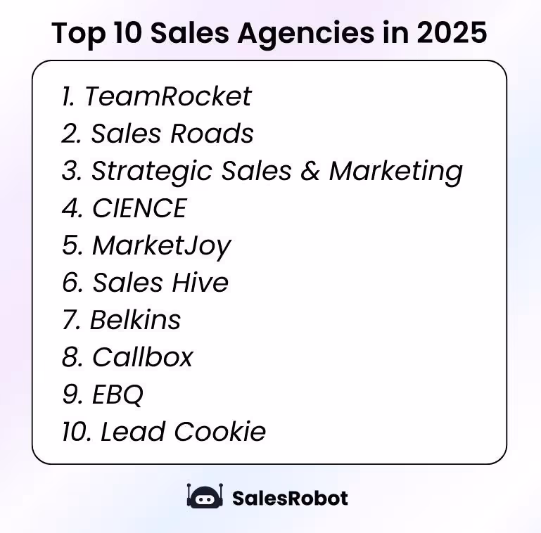 Graphic showing list of top 10 sales Agencies