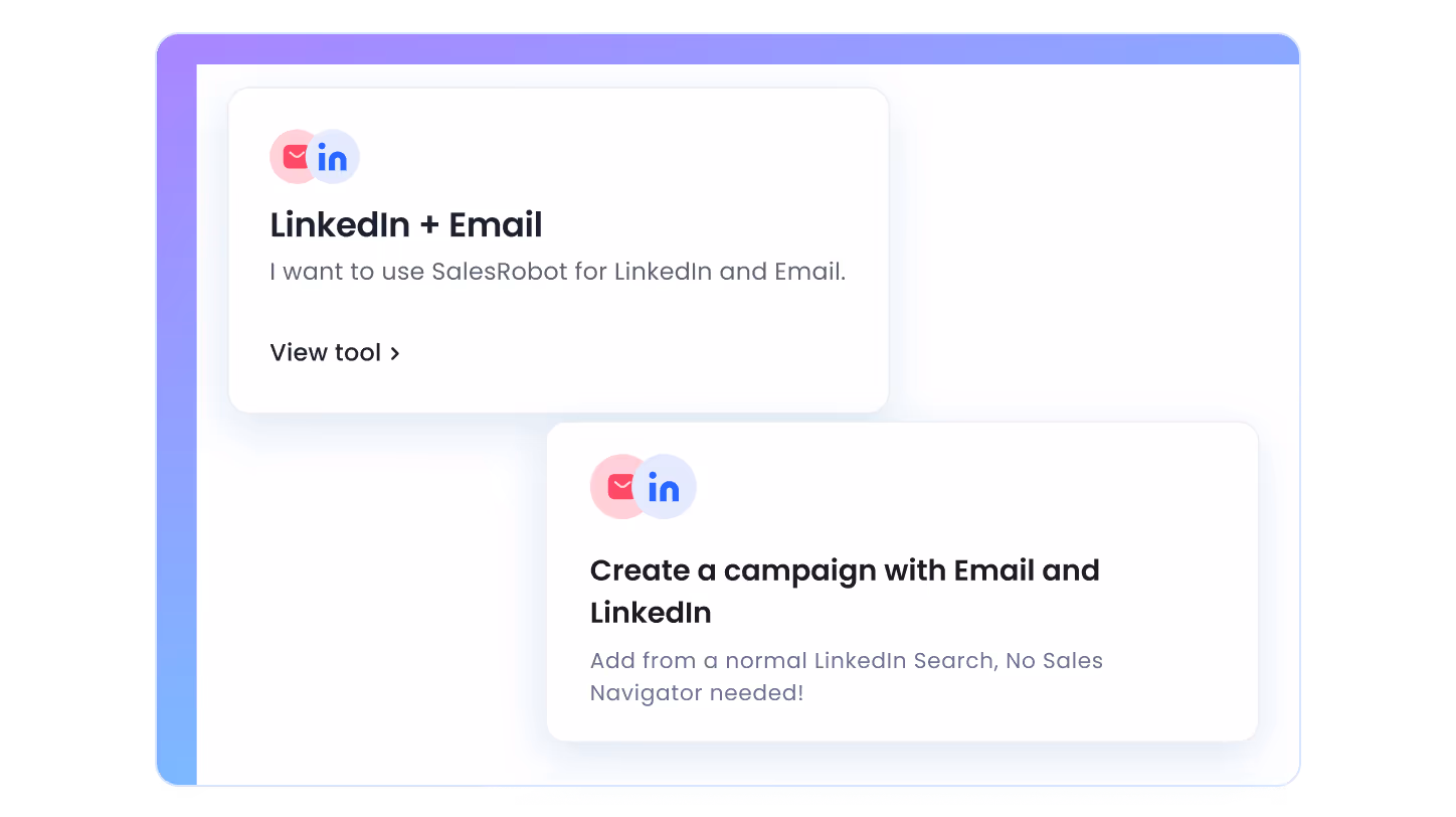 Option to choose email only mode or LinkedIn plus email mode