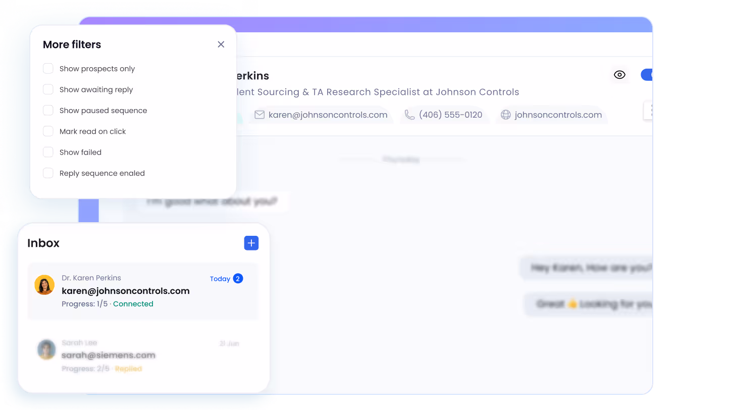Analytics showing open rates and reply rates for outreach