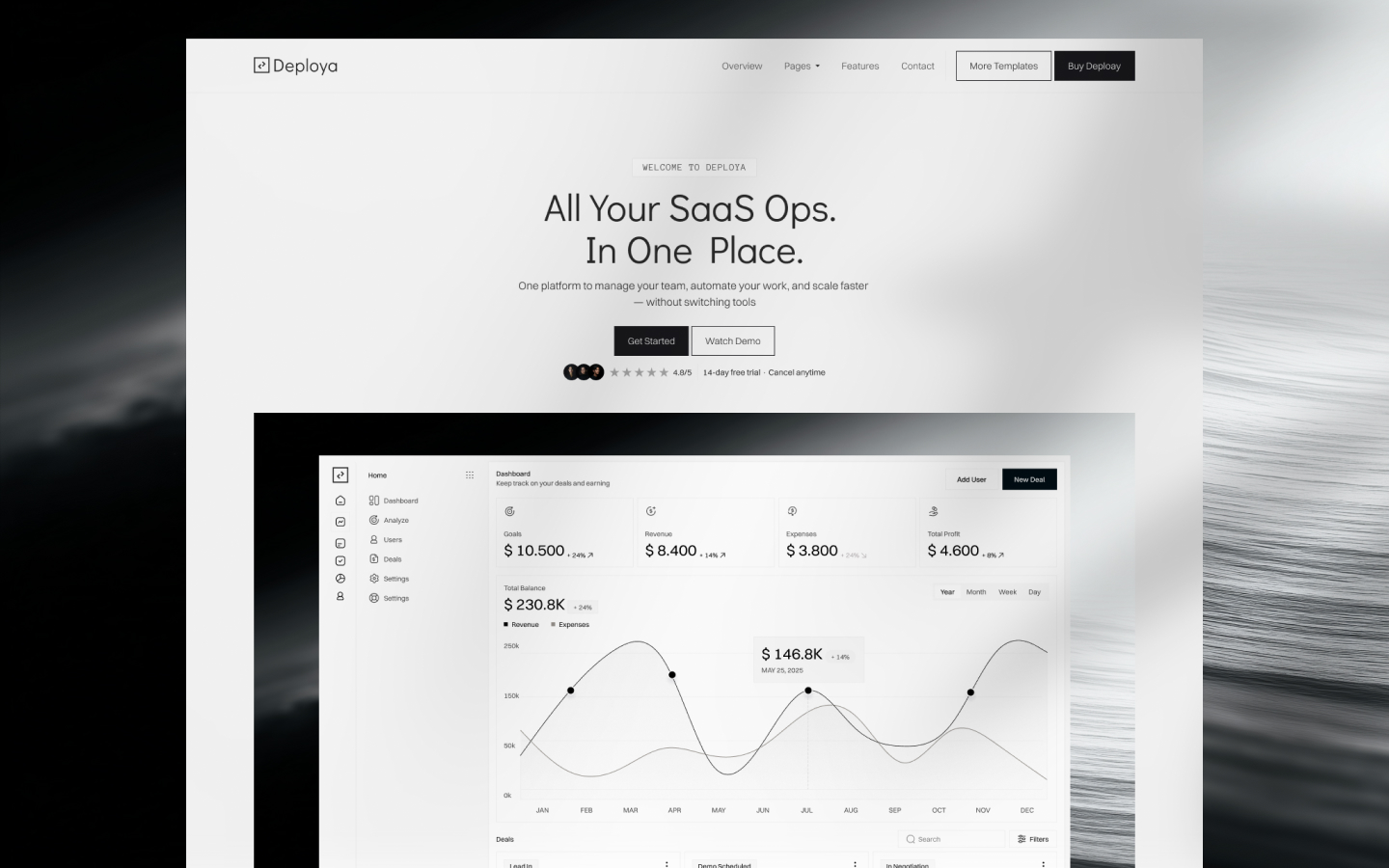 Deploya AI and SaaS Webflow template preview