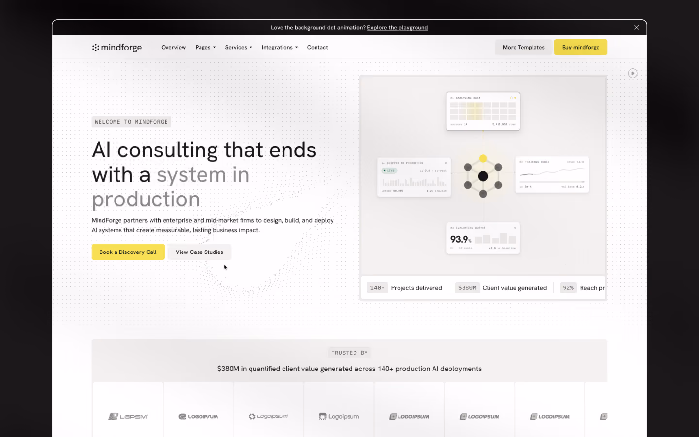 Mindforge services layout showing the full AI implementation stack