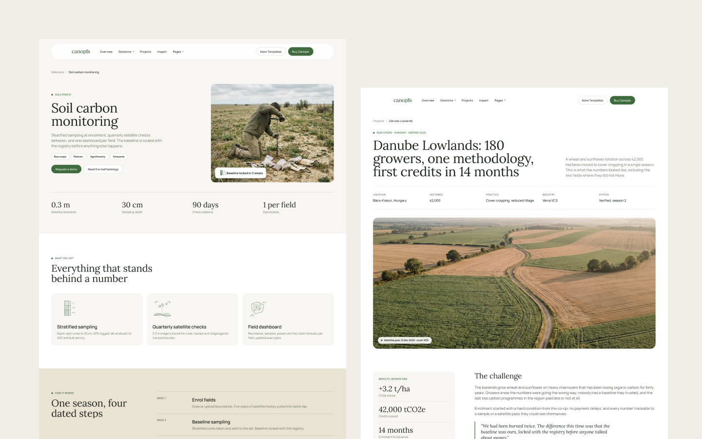 Canopis solution and project detail pages
