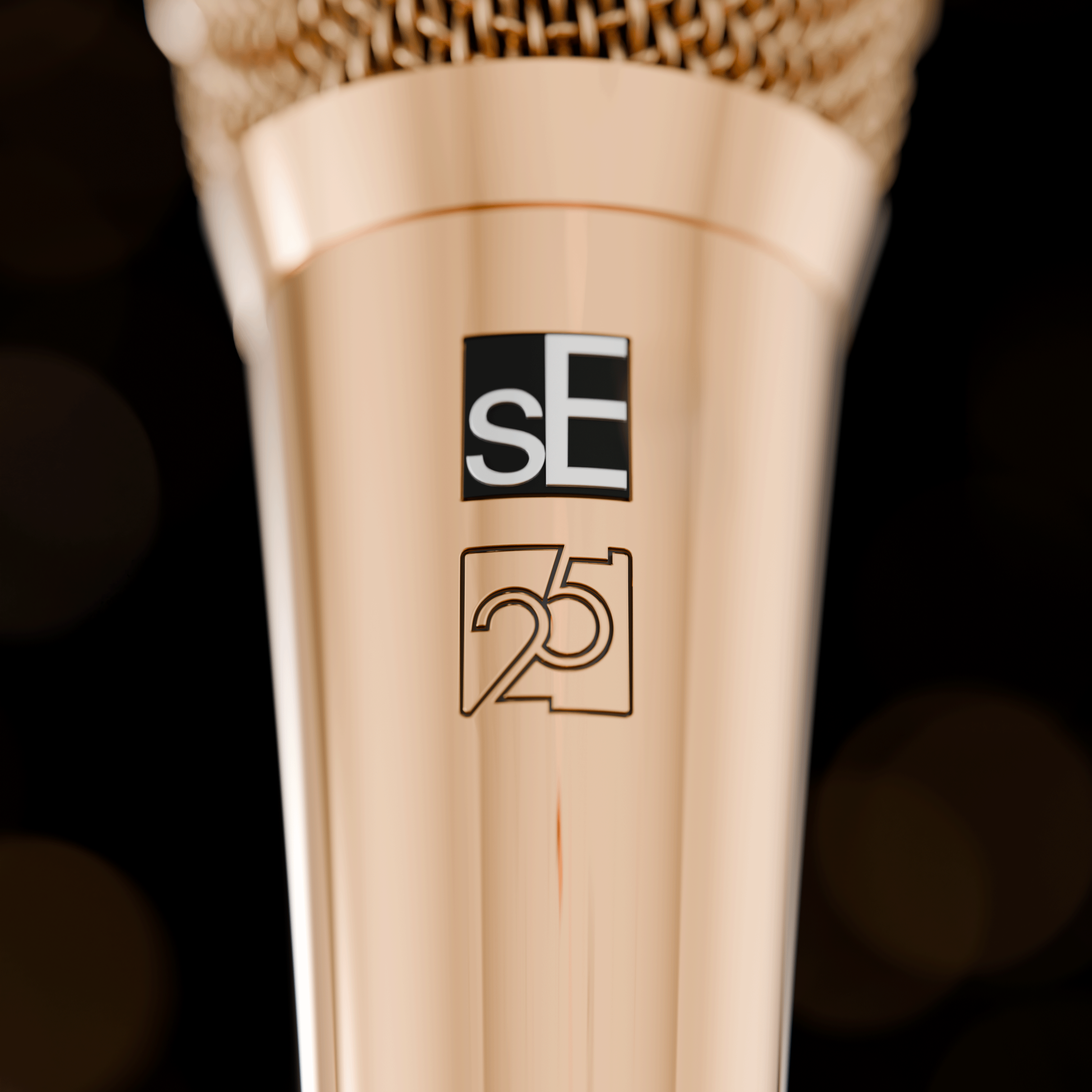 Close-up shot of the 25th anniversary emblem and sE logo.