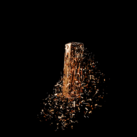 Gold particles burst around the microphone in a celebratory animation.