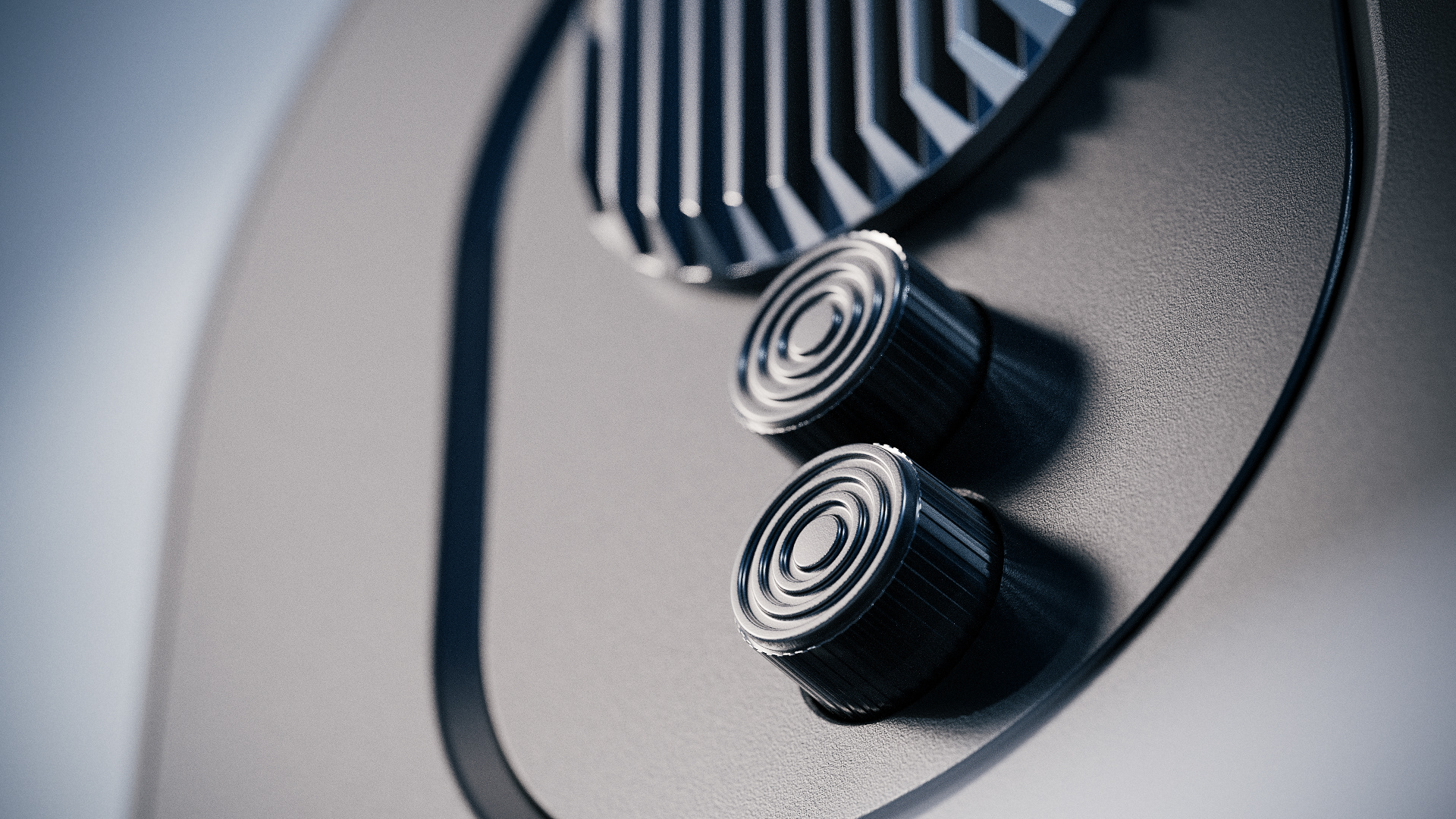 A 3D render of the back of the REDIZAJND Bluetooth speaker, showing its rear panel and connectivity.