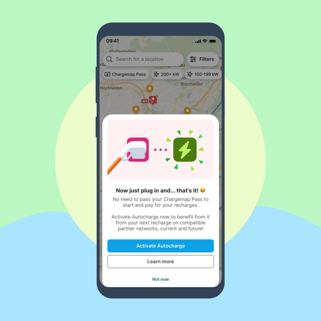 Autocharge activation process in the Chargemap app