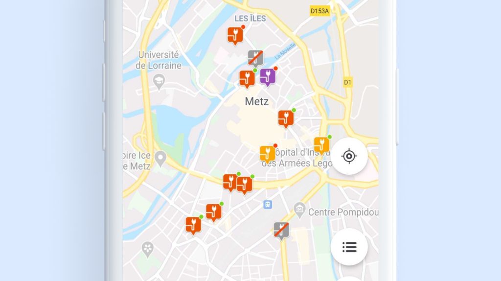 Display of charging station icons on Chargemap