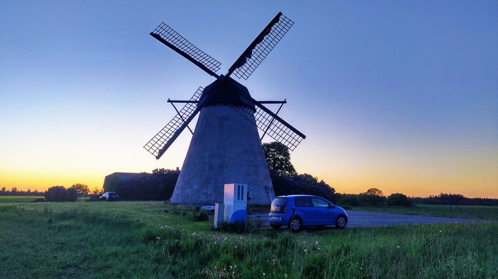 EV charging during sunset