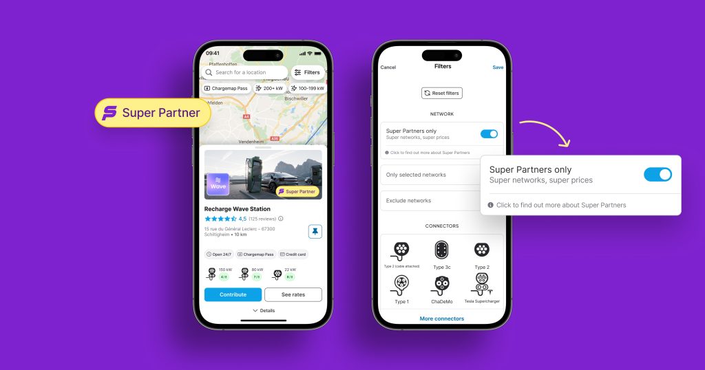 Overview of the Super Partner label in the Chargemap app