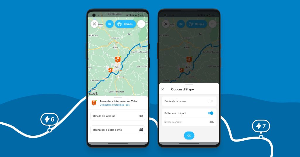 Personnalisation d'un trajet dans le route planner Chargemap