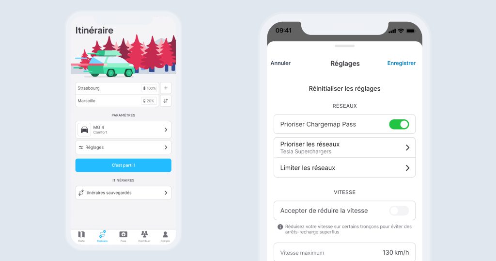 prioriser chargemap pass et réseau superchargeur tesla dans le planificateur d'itinéraire Chargemap