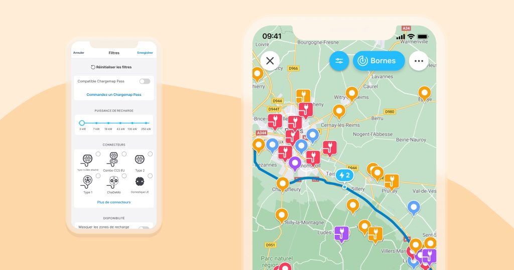 Aperçu de l'application mobile Chargemap