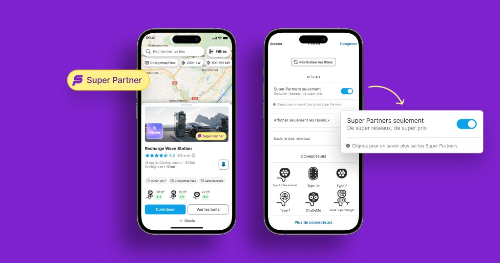 Aperçu deu label Super Partner dans l'app Chargemap