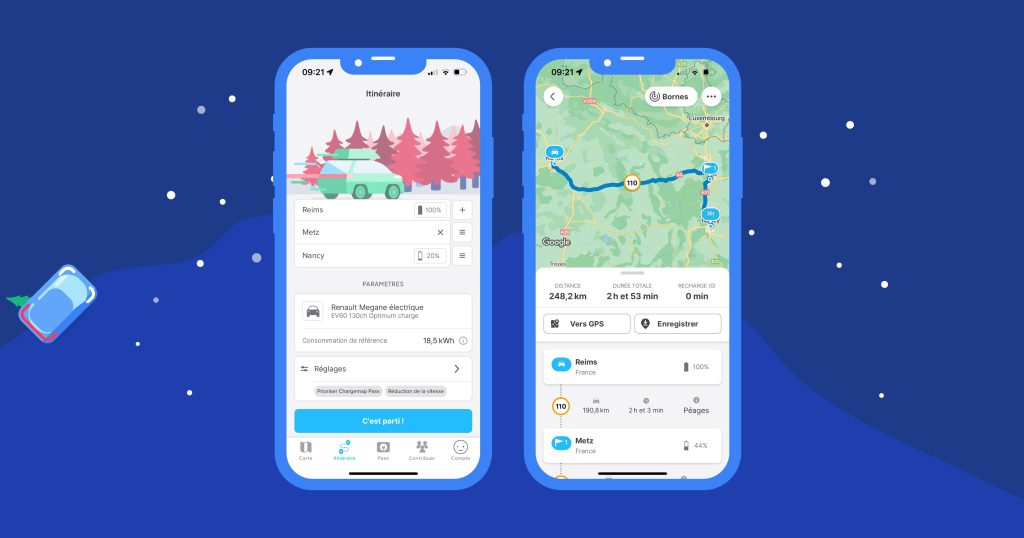 Itinéraire en voiture électrique de Reims à Nancy en passant par Metz