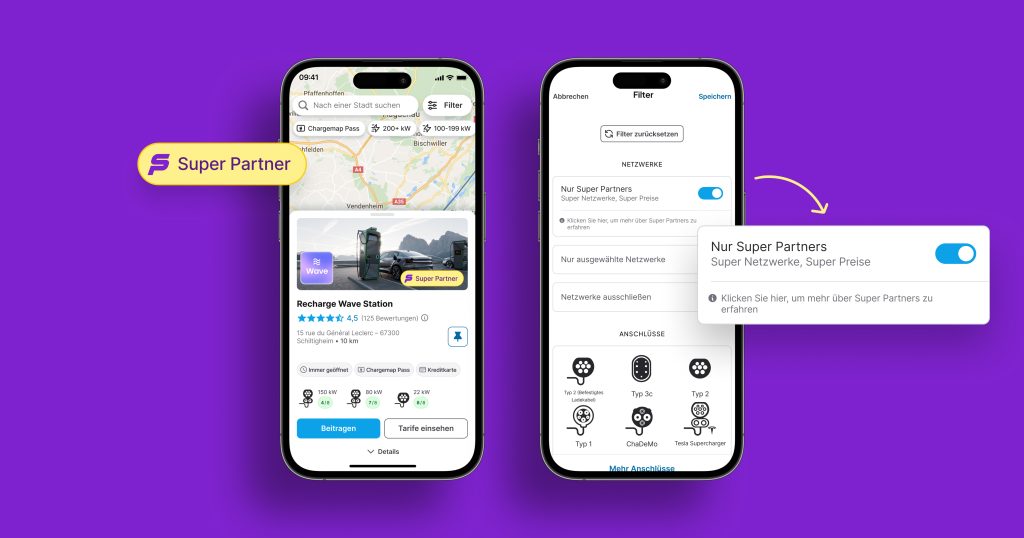 Übersicht über das Super Partner-Label in der Chargemap-App