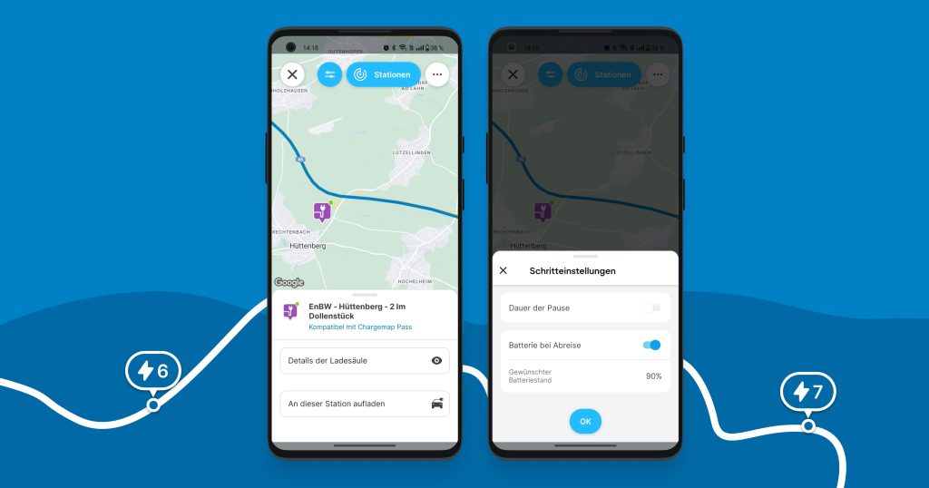 Chargemap-Route individuell anpassen