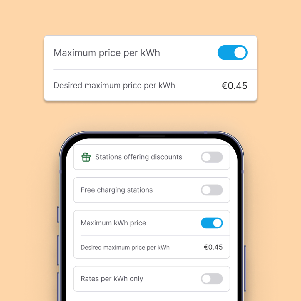 Chargemap filter: maximum rate per kWh