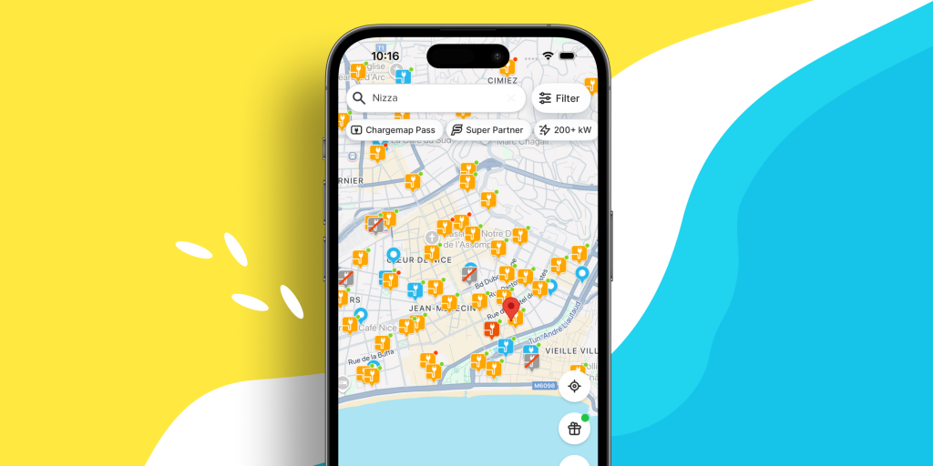 Chargemap-App um Ladestationen zu finden