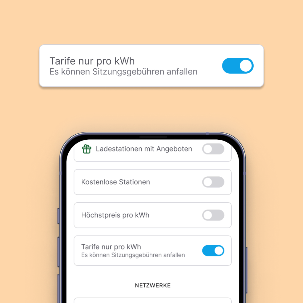 Chargemap-Filter: Tarife nur pro kWh