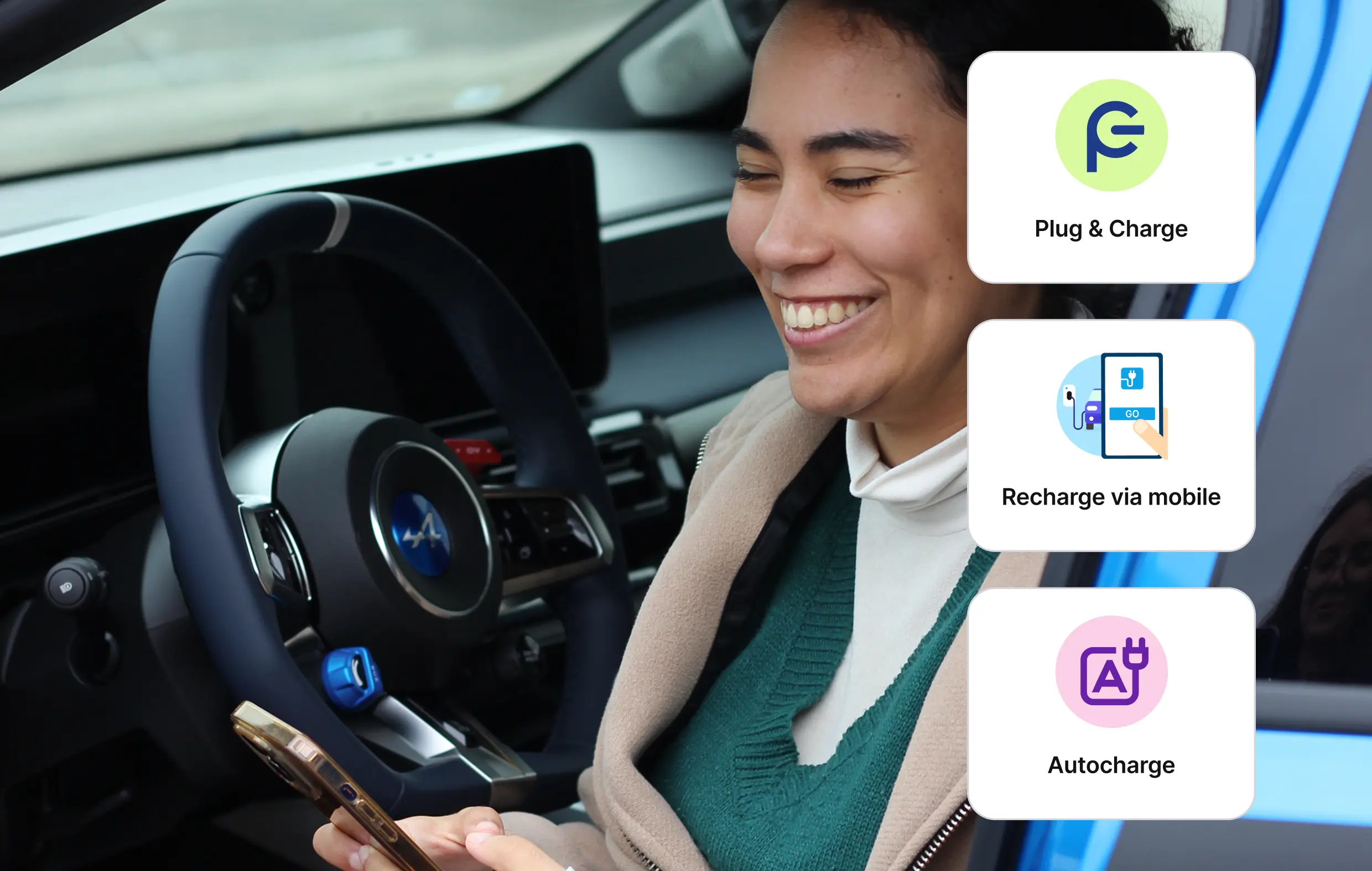 Recharge via mobile, Autocharge et Plug and Charge