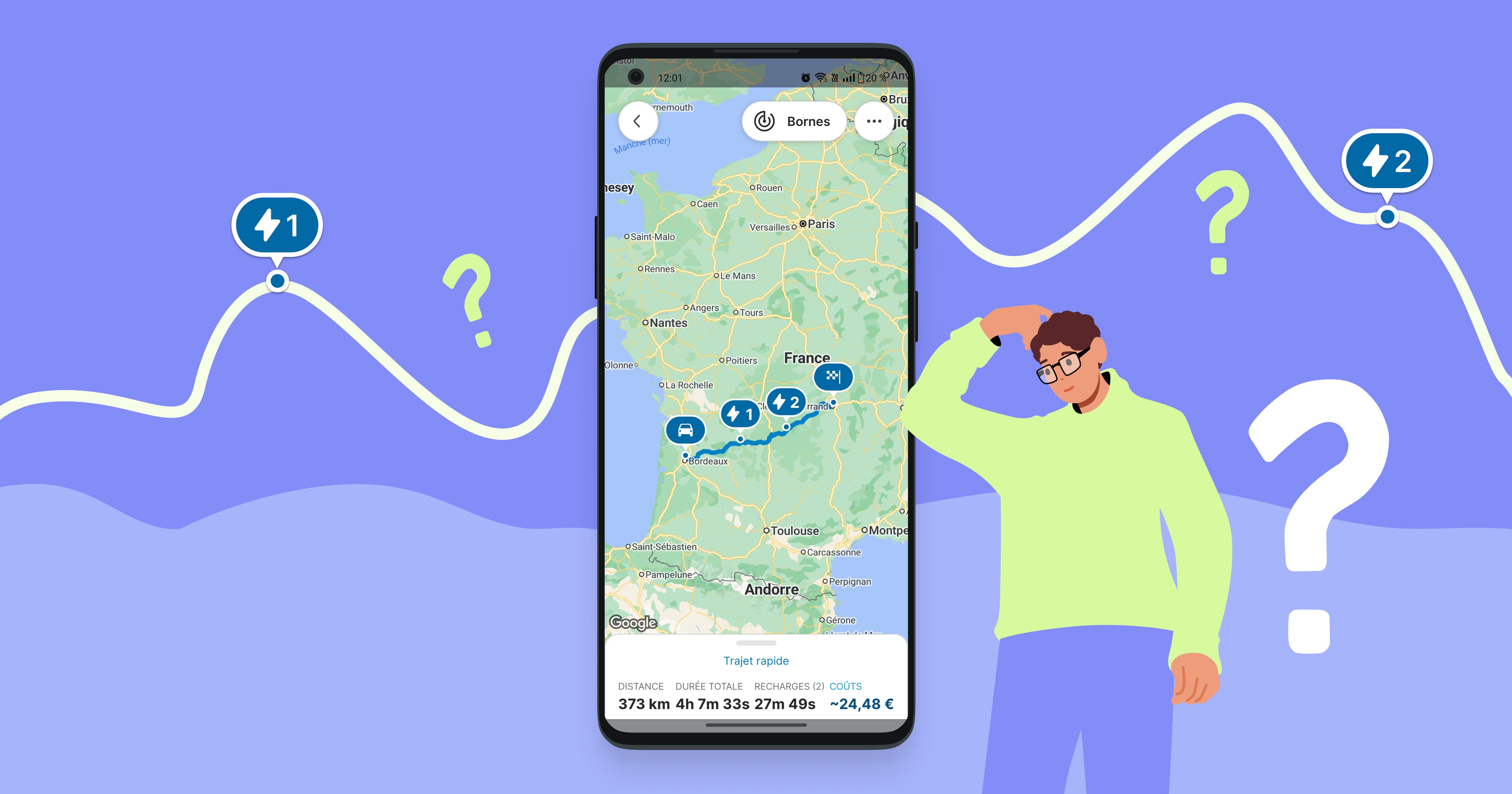 Fonctionnement du planificateur d'itinéraires Chargemap