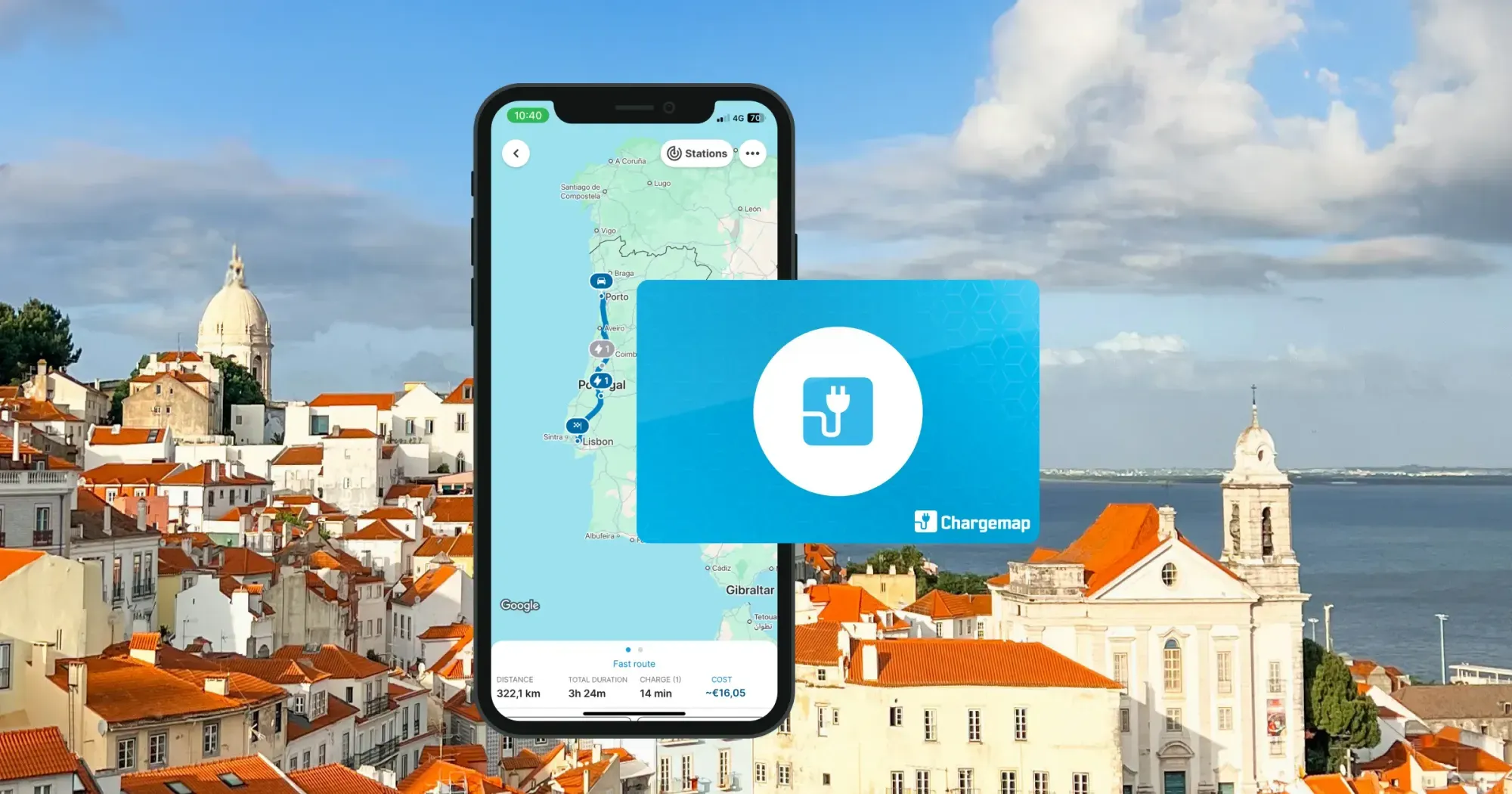 Recarga en Portugal con la app y la tarjeta Chargemap Pass