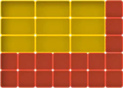 schematische voorstelling van assortimentsbakjes