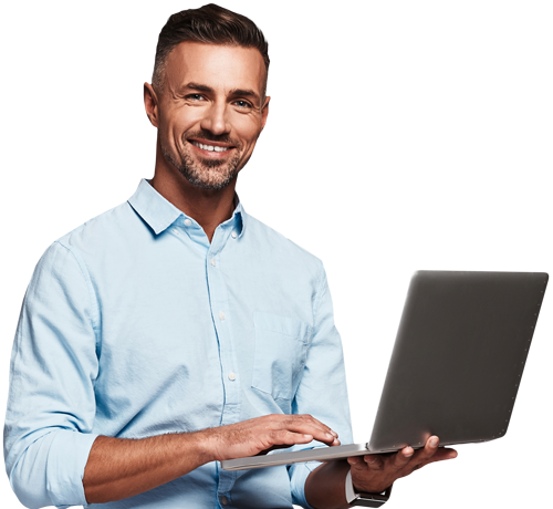 Business man working on his laptop.
