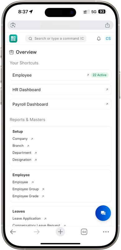 Smartphone screen featuring a modern, clean website layout with bold typography and intuitive navigation