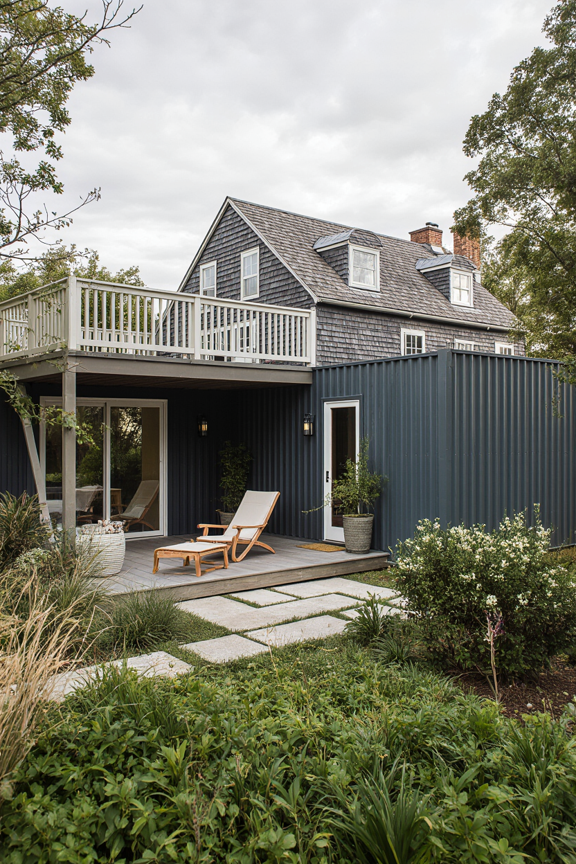 Black Lumara ADU with outdoor dining deck