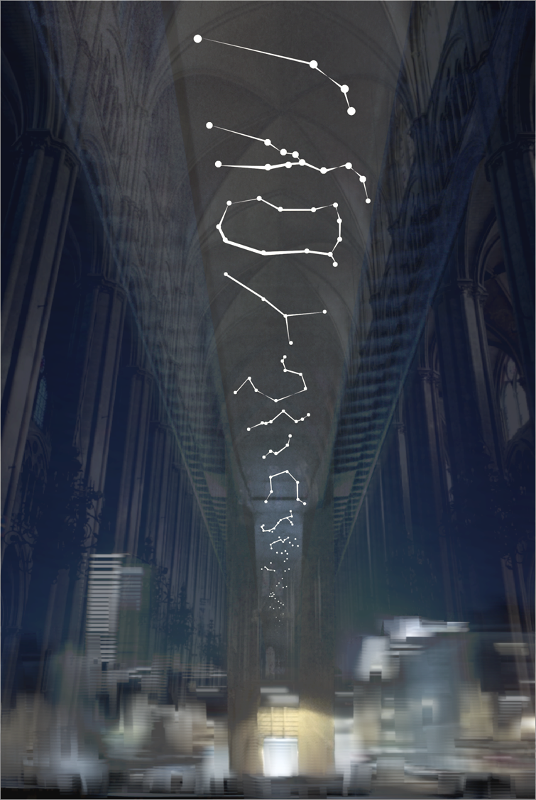 Kepler 450 — zodiac constellation projection on Nusle Bridge, Prague