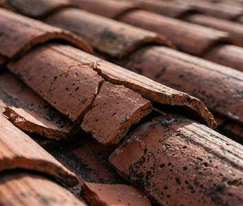 Tuiles cassées par le gel à Menton nécessitant l'intervention rapide d'un couvreur étancheur.