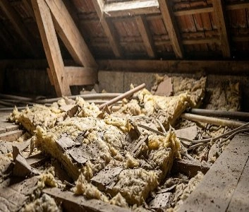 Combles non isolés d'une maison individuelle à Carros-Village, température intérieure insupportable en pleine canicule.