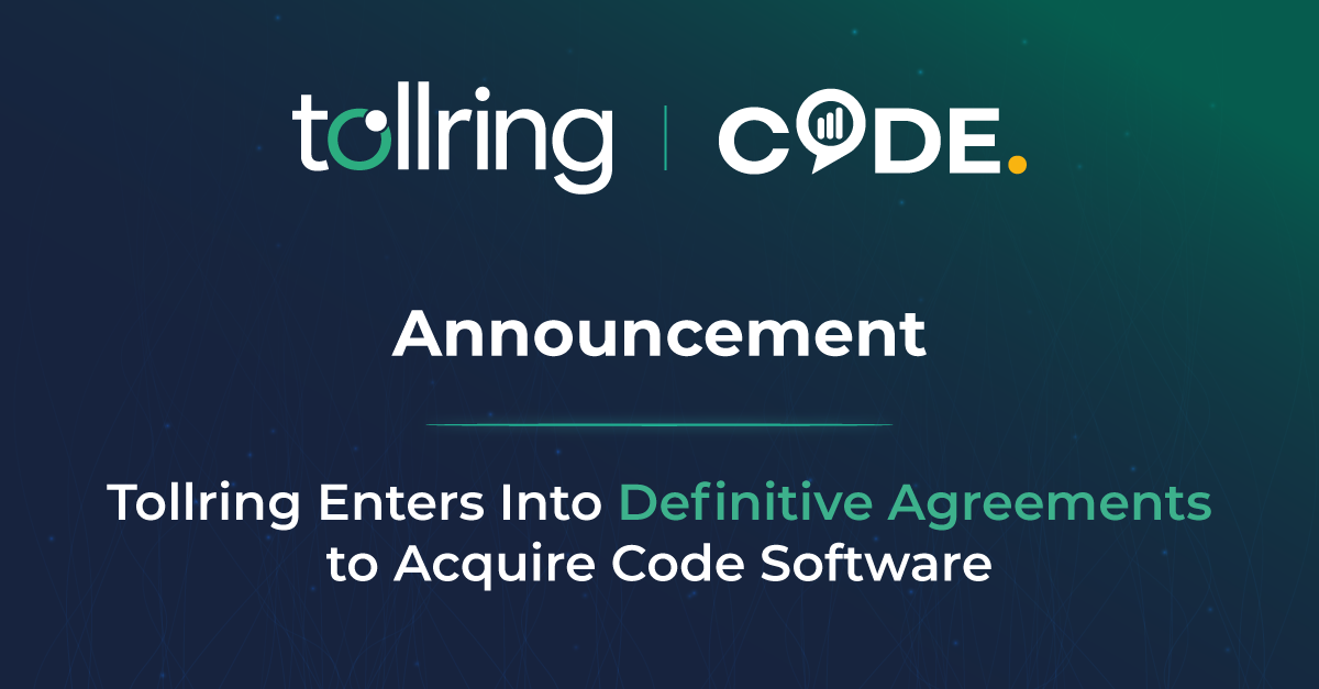 Announcement: Tollring Enters into Definitive Agreements to Acquire Code Software