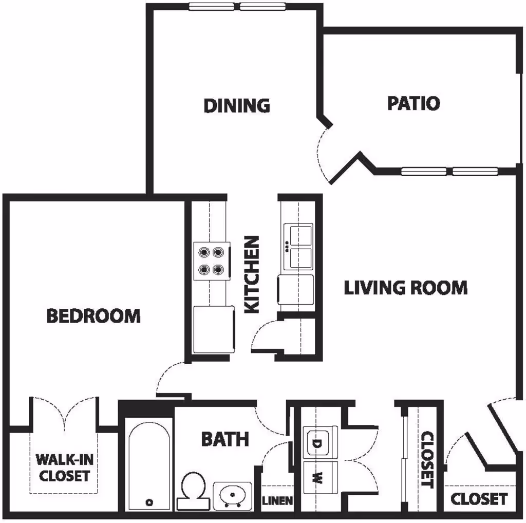 One Bedroom floor plan layout