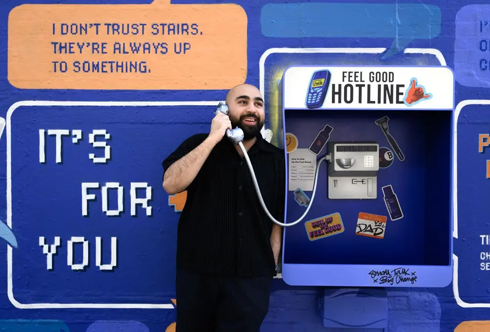 Harry's Feel Good Hotline installation with the Nexform built phone in use